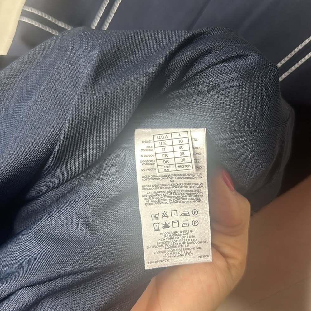 🤩 🆕 BROOKS BROTHERS Navy Blue White Stitched Accents V-Neck Stretch Dress 4 - Picture 6 of 6